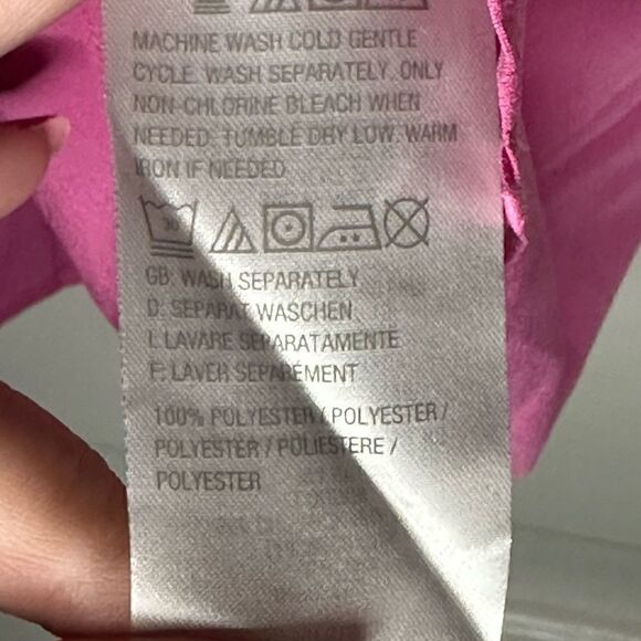 C. Wonder Flutter Sleeve Scarf Top with Tassels Vibrant Pink Size Medium - Picture 7 of 8